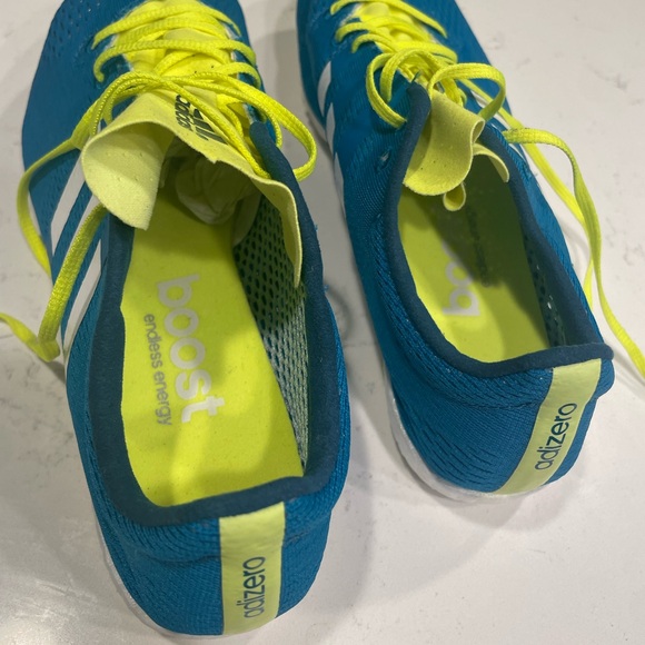 NWOT Adidas Teal and Neon Yellow Adizero Boost Endless Energy Shoes - Picture 2 of 7